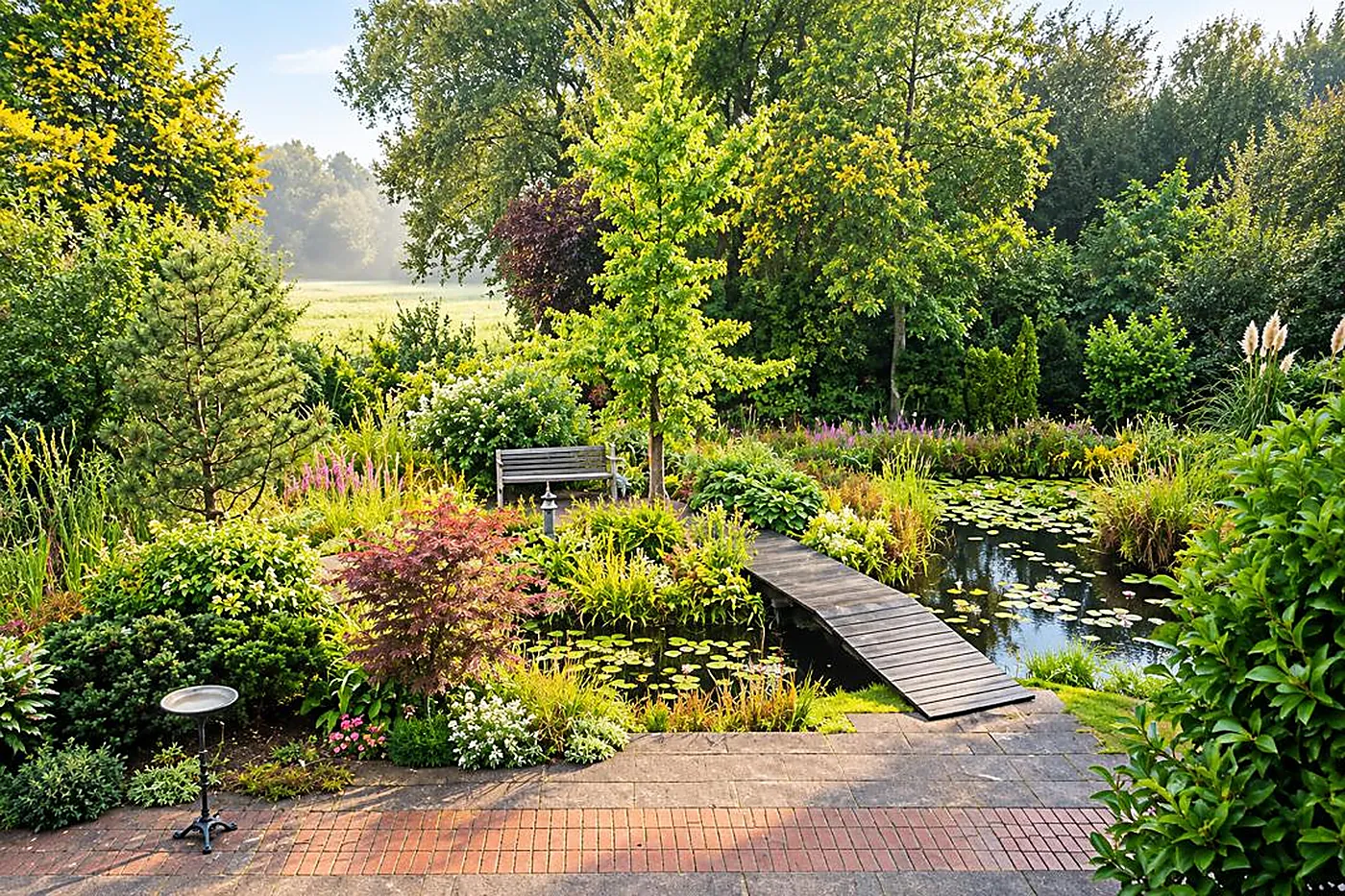 Gartenteich mit Seerosen